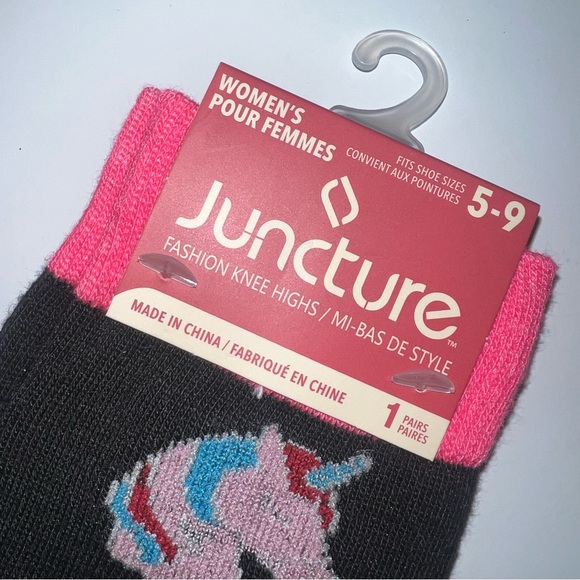 Women’s Black and Pink Unicorn Socks - Picture 2 of 5